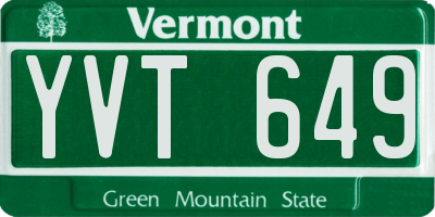 VT license plate YVT649