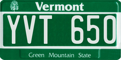 VT license plate YVT650