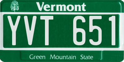 VT license plate YVT651