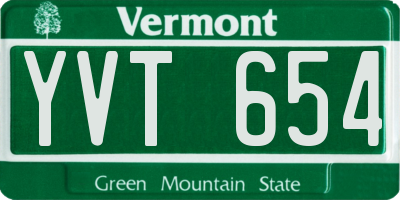VT license plate YVT654
