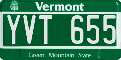 VT license plate YVT655
