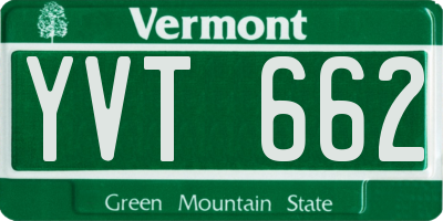 VT license plate YVT662