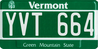 VT license plate YVT664