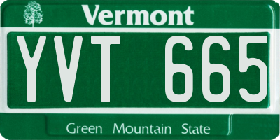 VT license plate YVT665