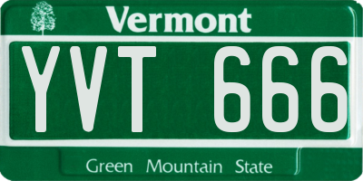 VT license plate YVT666