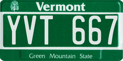 VT license plate YVT667