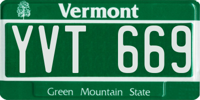 VT license plate YVT669
