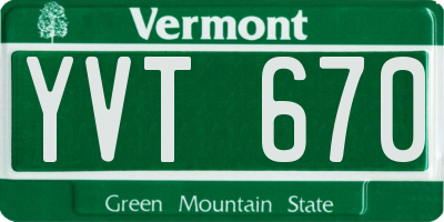 VT license plate YVT670
