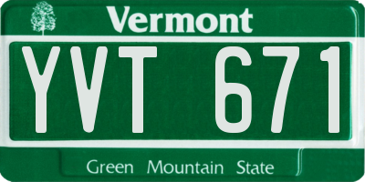 VT license plate YVT671