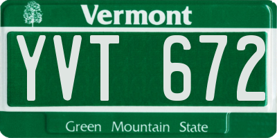 VT license plate YVT672