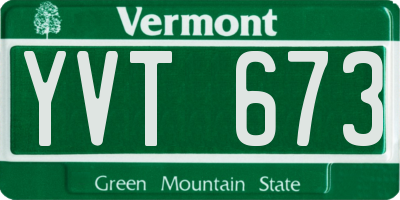 VT license plate YVT673