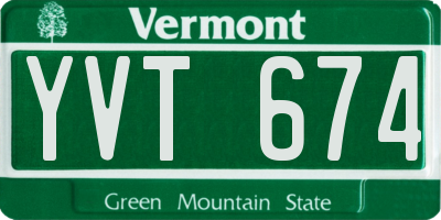 VT license plate YVT674