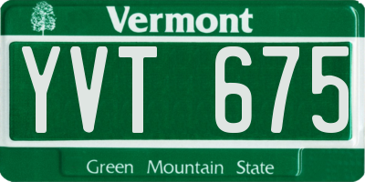 VT license plate YVT675