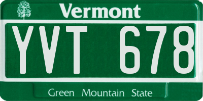 VT license plate YVT678