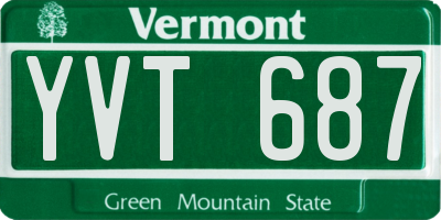 VT license plate YVT687