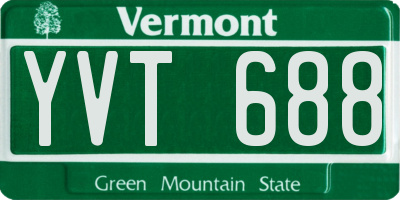 VT license plate YVT688