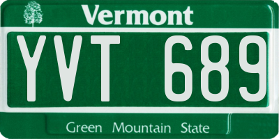 VT license plate YVT689