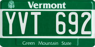 VT license plate YVT692