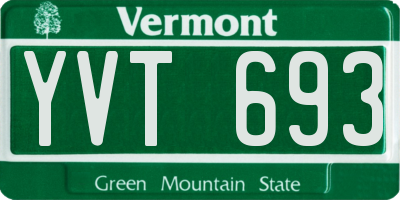 VT license plate YVT693