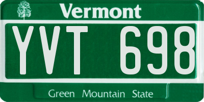 VT license plate YVT698