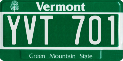 VT license plate YVT701