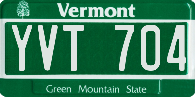 VT license plate YVT704