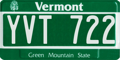 VT license plate YVT722