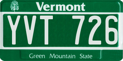 VT license plate YVT726