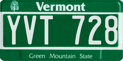 VT license plate YVT728