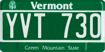 VT license plate YVT730