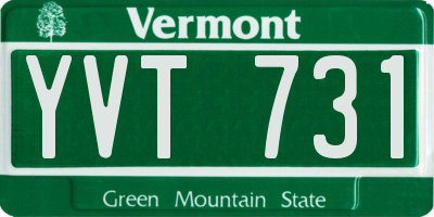 VT license plate YVT731