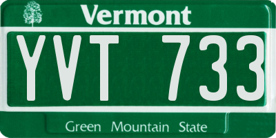 VT license plate YVT733