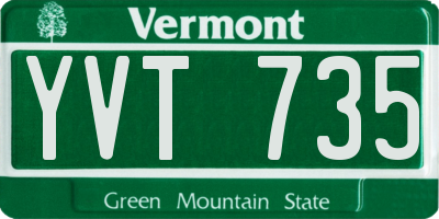 VT license plate YVT735