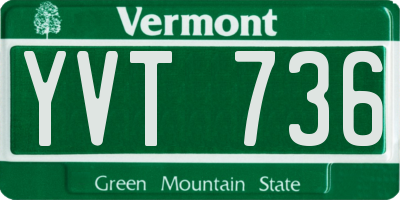 VT license plate YVT736