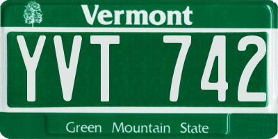 VT license plate YVT742