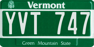VT license plate YVT747
