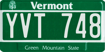 VT license plate YVT748