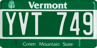 VT license plate YVT749