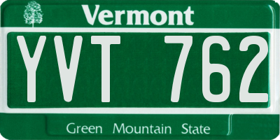 VT license plate YVT762