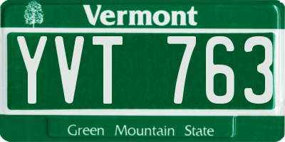 VT license plate YVT763