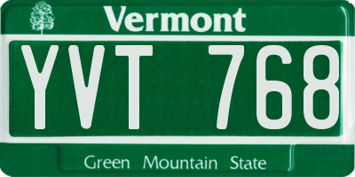 VT license plate YVT768