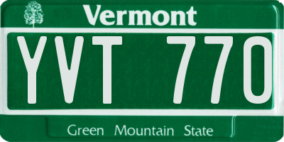 VT license plate YVT770