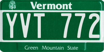 VT license plate YVT772