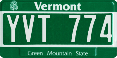 VT license plate YVT774