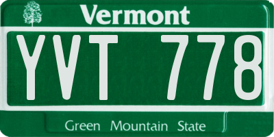 VT license plate YVT778