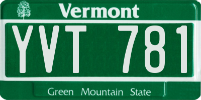 VT license plate YVT781