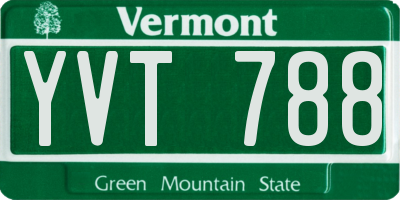 VT license plate YVT788