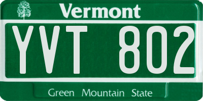 VT license plate YVT802
