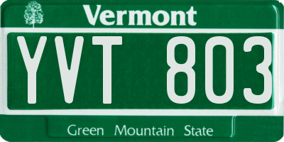 VT license plate YVT803
