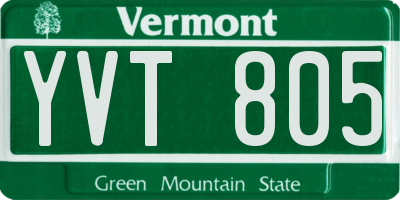VT license plate YVT805